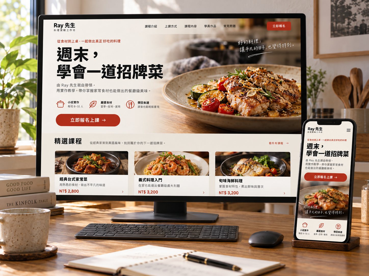 完成的招生網站示意
